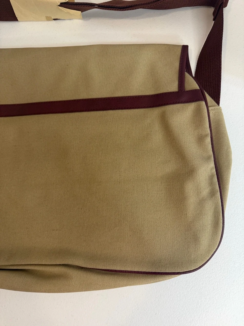 Vintage Ralph Lauren Beige & Brown Leather Messenger Bag Shoulder 1978